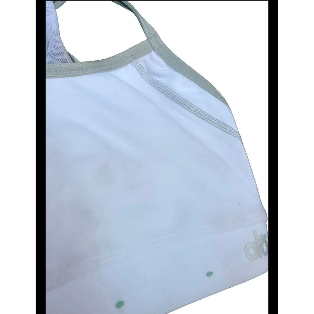Alo Air Land Ocean CoolFit Racerback Sports Bra Women’s XS White Gray